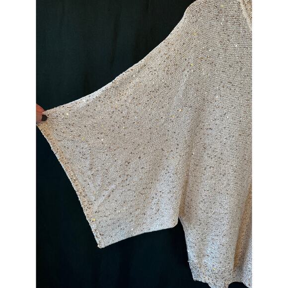 Boston Proper Metallic Gold Sequenced Light Weight Sweater S 90s Glam Holiday  - Picture 3 of 13